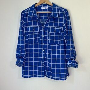 Kim Rogers Blue Plaid Blouse